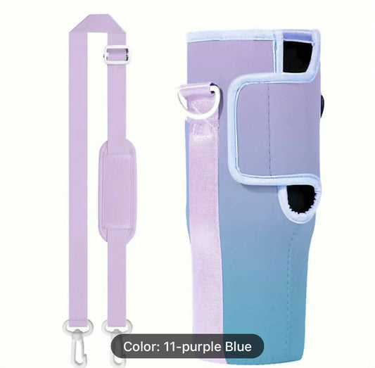 Blues Tye Dye 40oz holder with adjustable strap