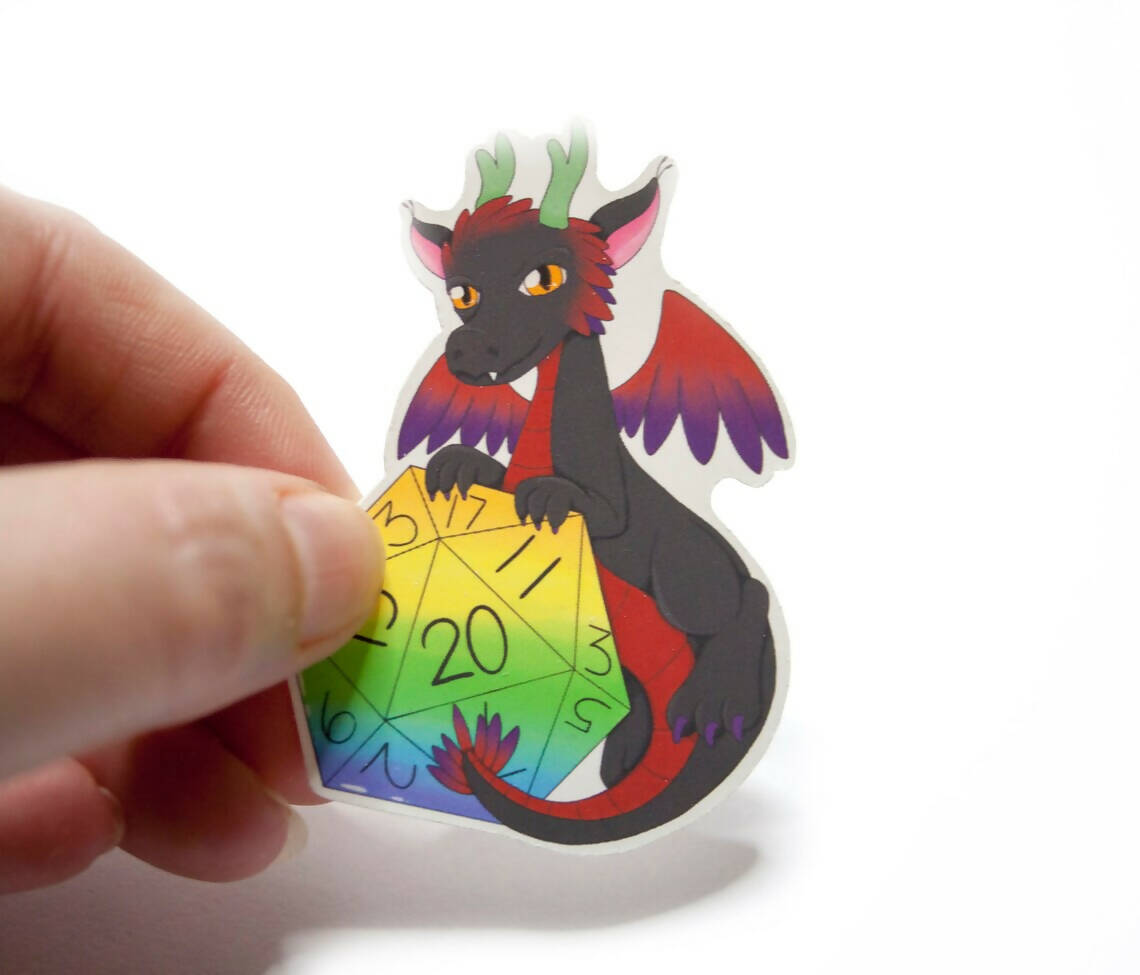 D20 dice dragon sticker
