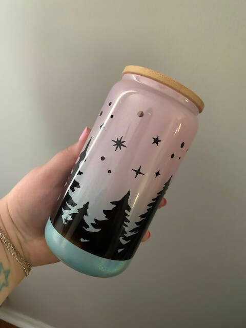 Trees Glass Jar