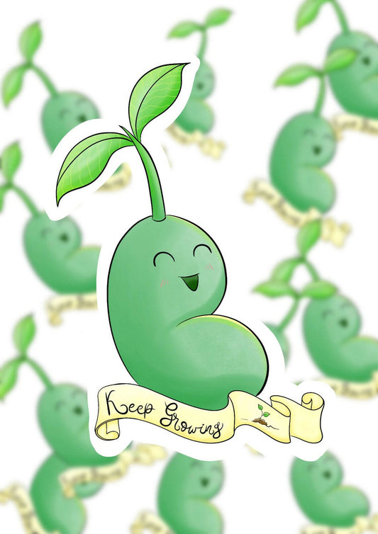 Bean sprout keep growing positivity vinyl sticker