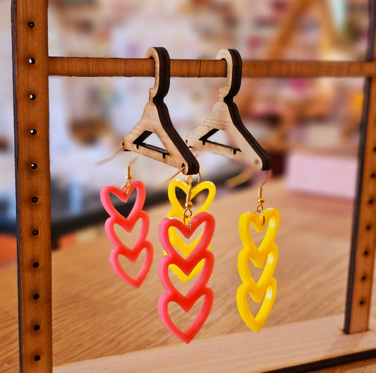 Trio heart earrings
