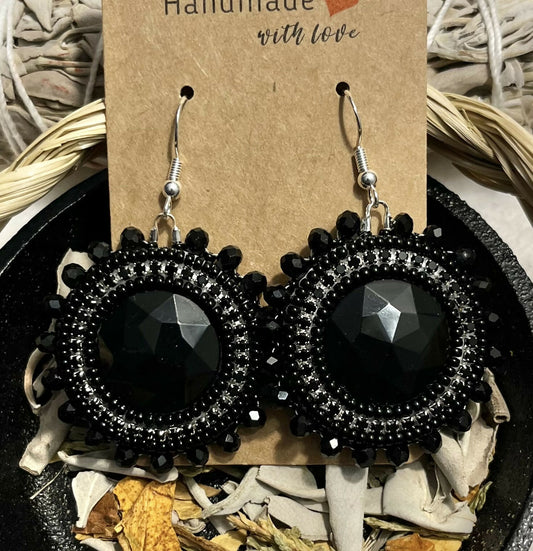 Black circle Earrings