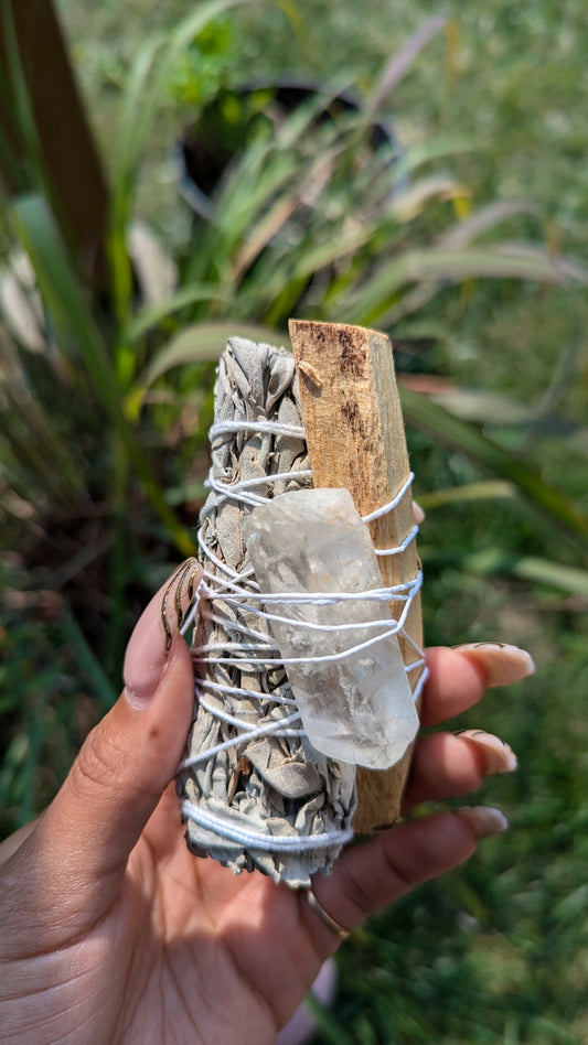 White Sage + Palo Santo + Quartz Bundle