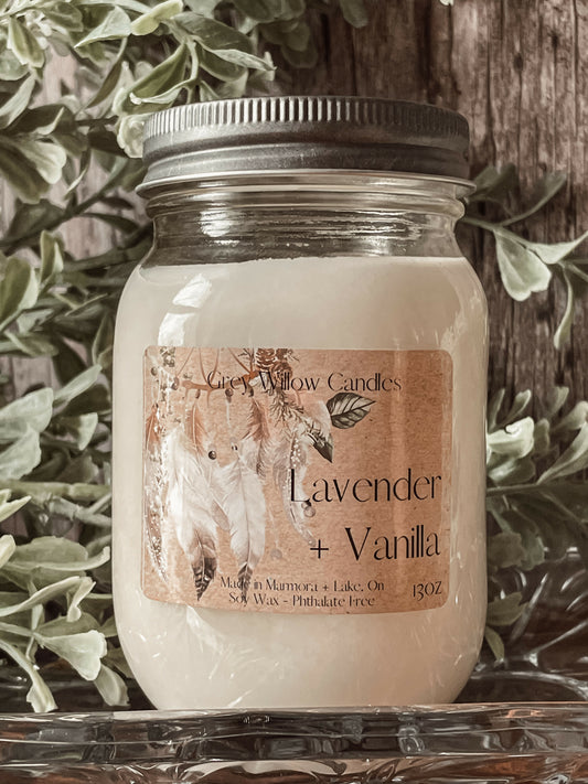 13oz Lavender Vanilla Mason Jar Soy Candle