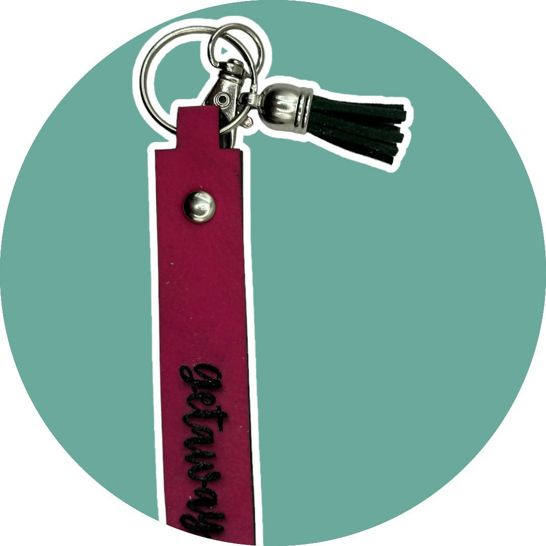 Pink Leatherette Wristlet Keychain - Getaway Car