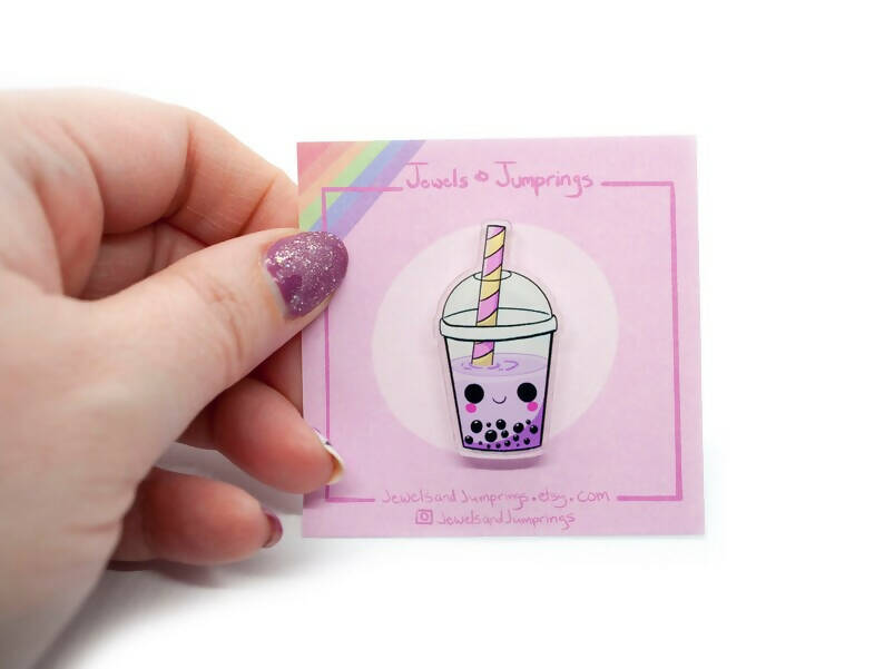 Bubble tea acrylic pin