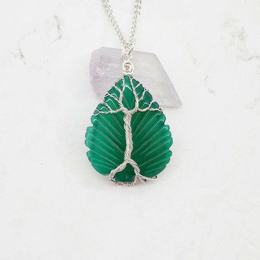 Green Agate Tree of Life Pendant