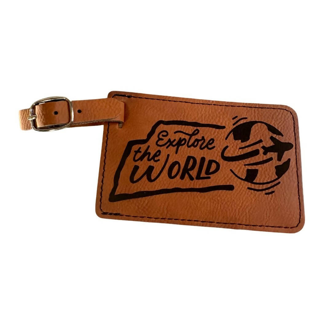 Explore the world luggage tag