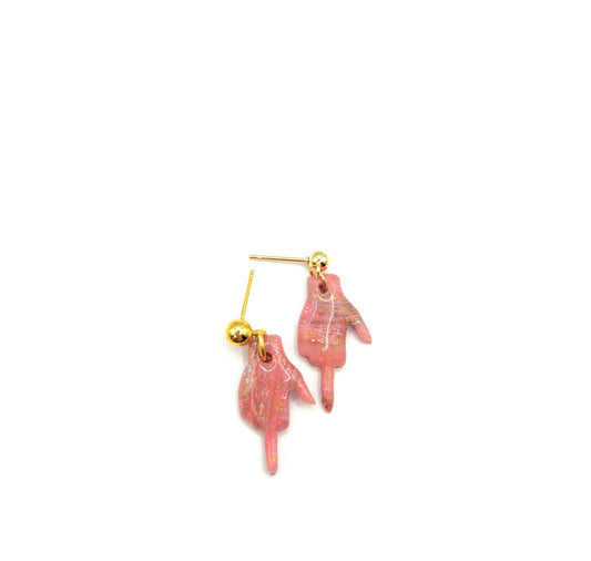 Pink Middle Finger Earrings