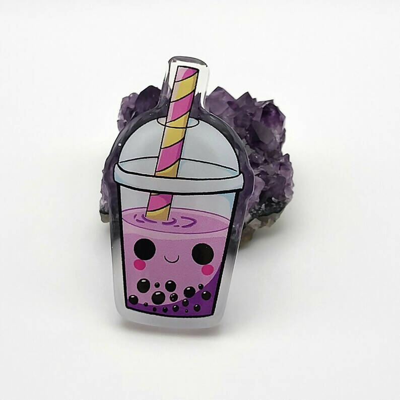 Bubble tea acrylic pin