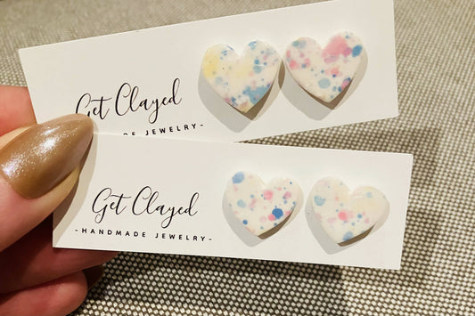 Confetti heart studs