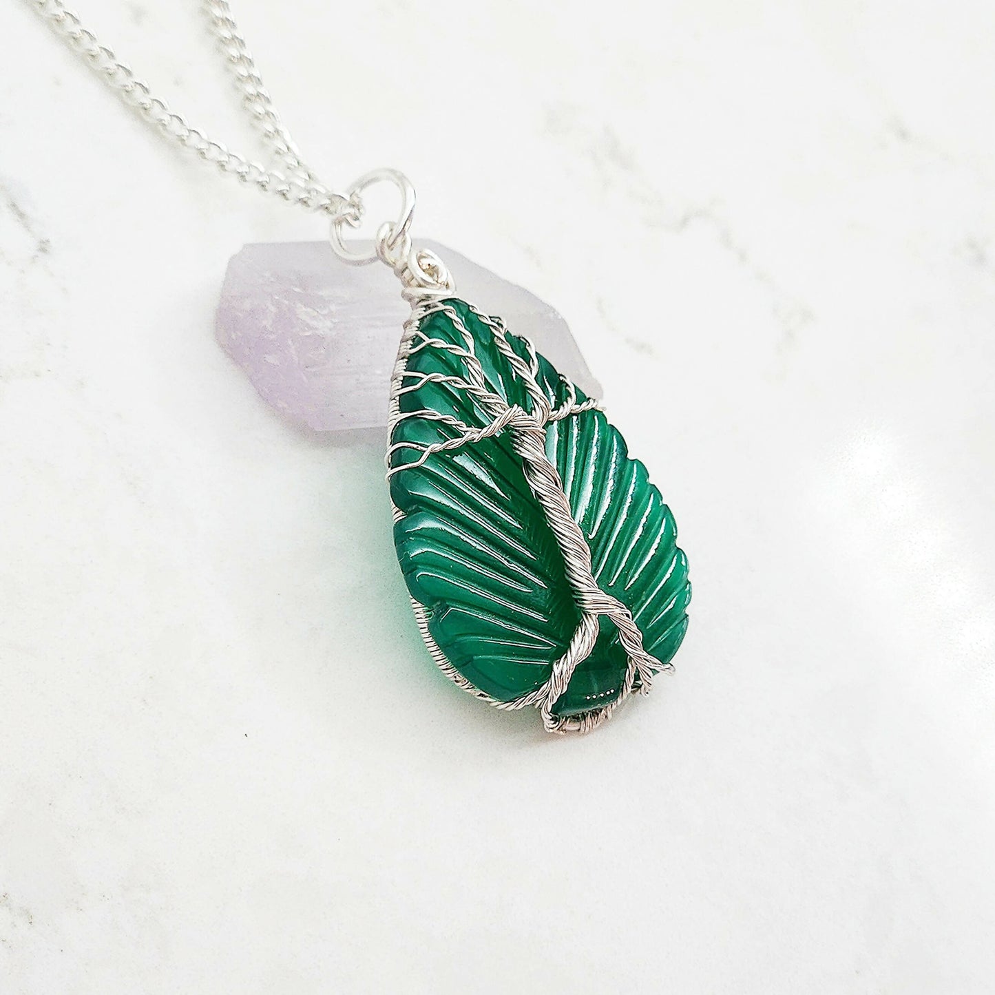 Green Agate Tree of Life Pendant