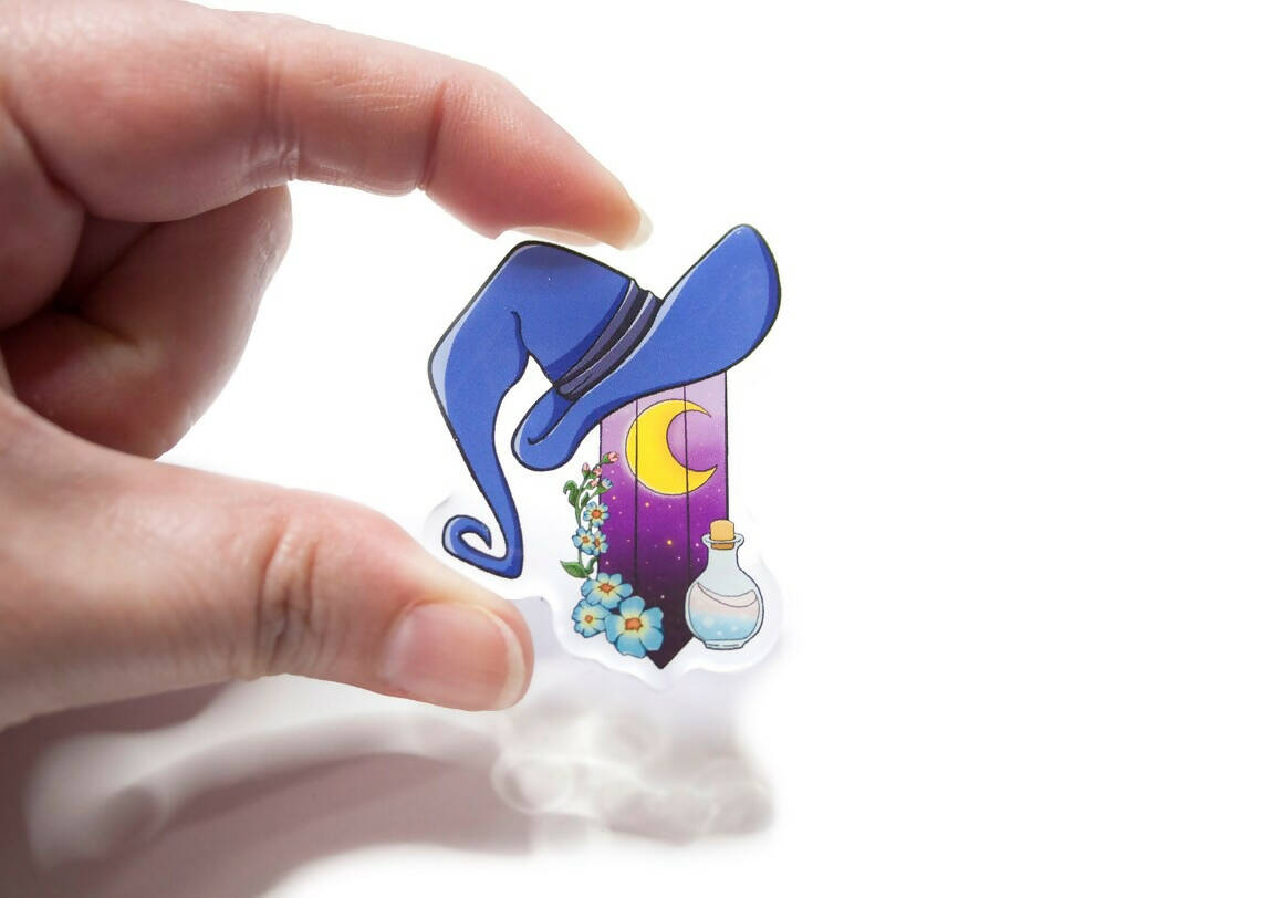 Witch hat crystal acrylic pin