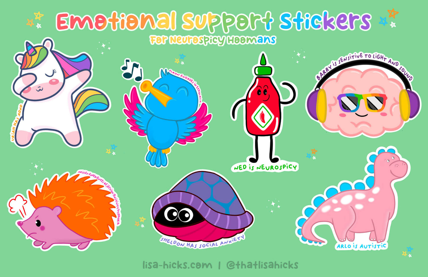 Emotional Support Stickers for Neurospicy Hoomans