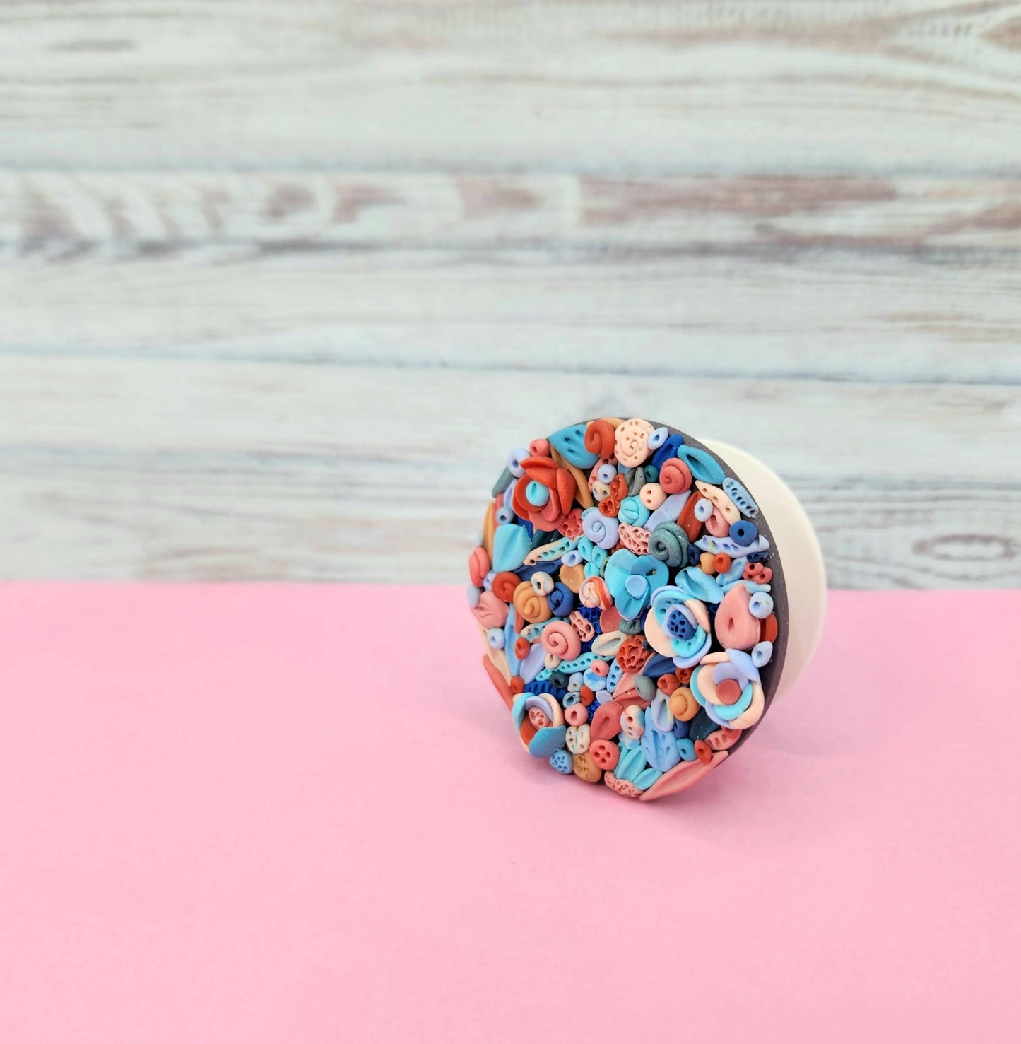 Blue and Coral Floral Phone Grip