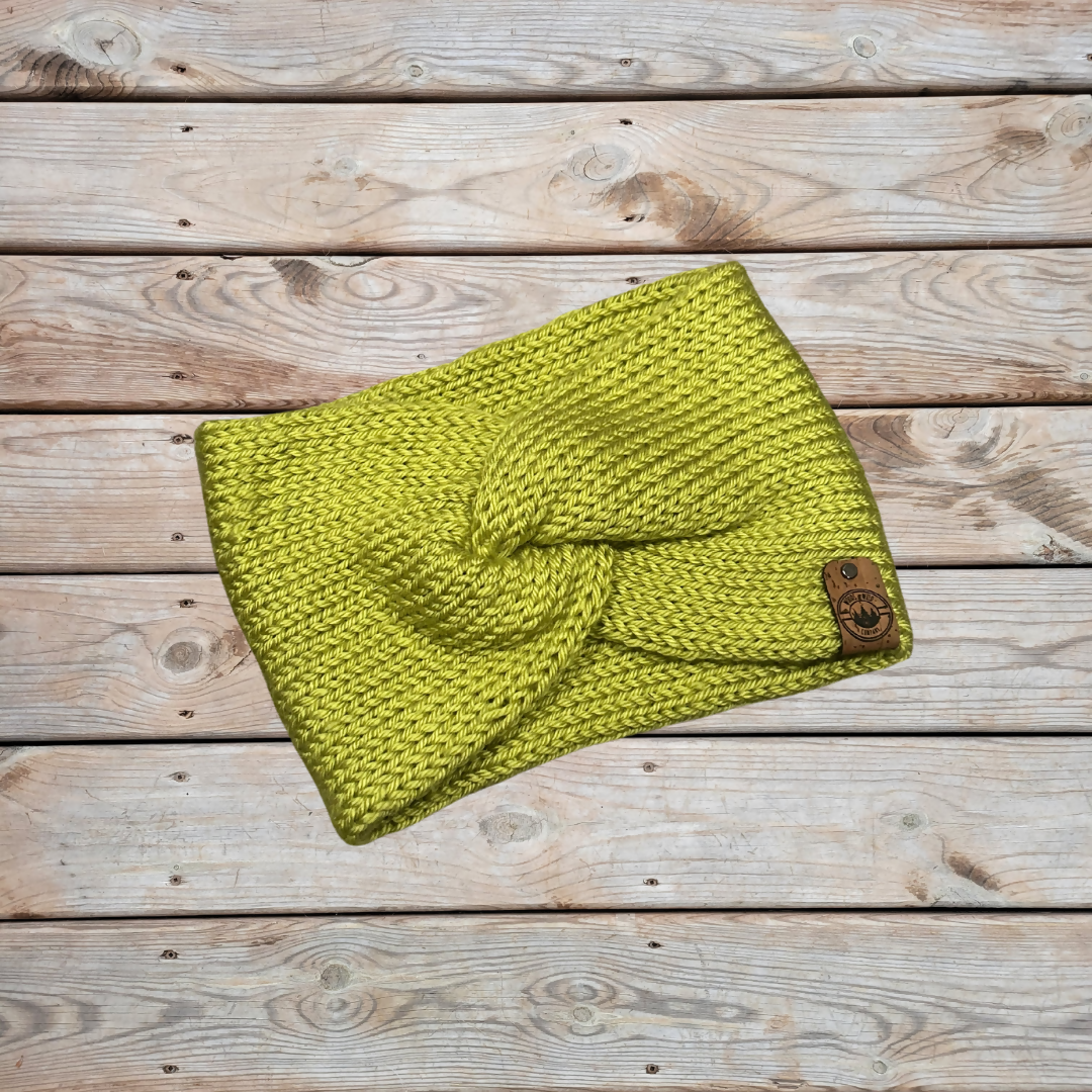 Adult Knit Twist Headband - Lime