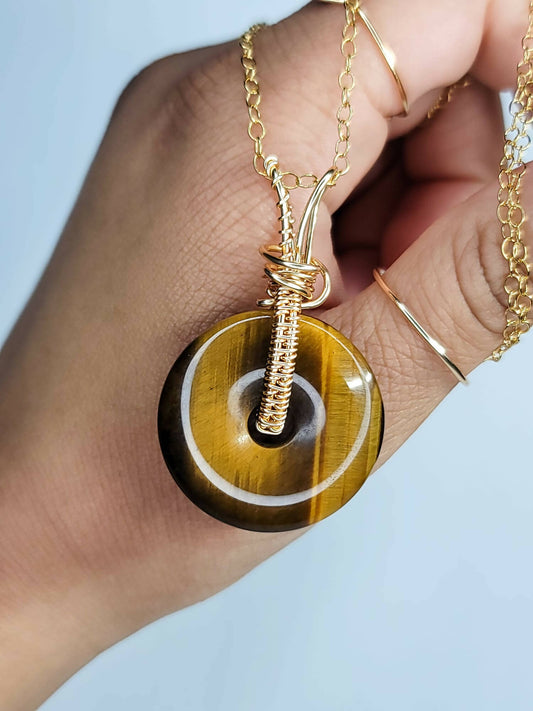 Tigers Eye Donut Pendant