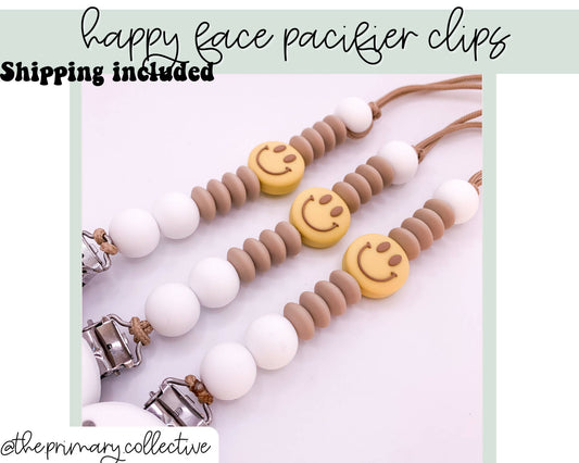 Smile happy face Pacifier Clip