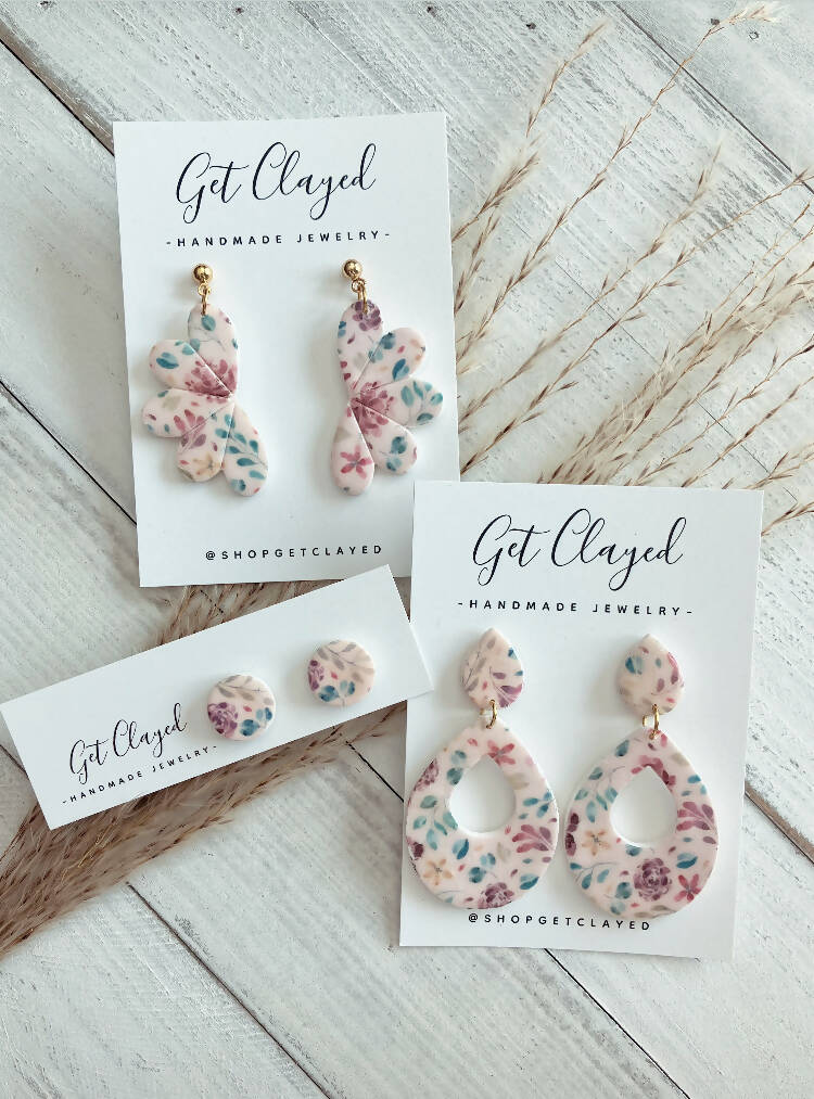 Blush floral earrings