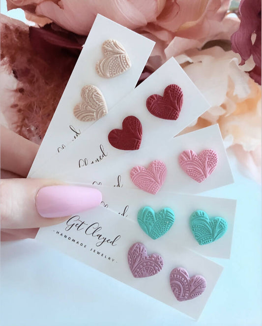 Textured heart studs