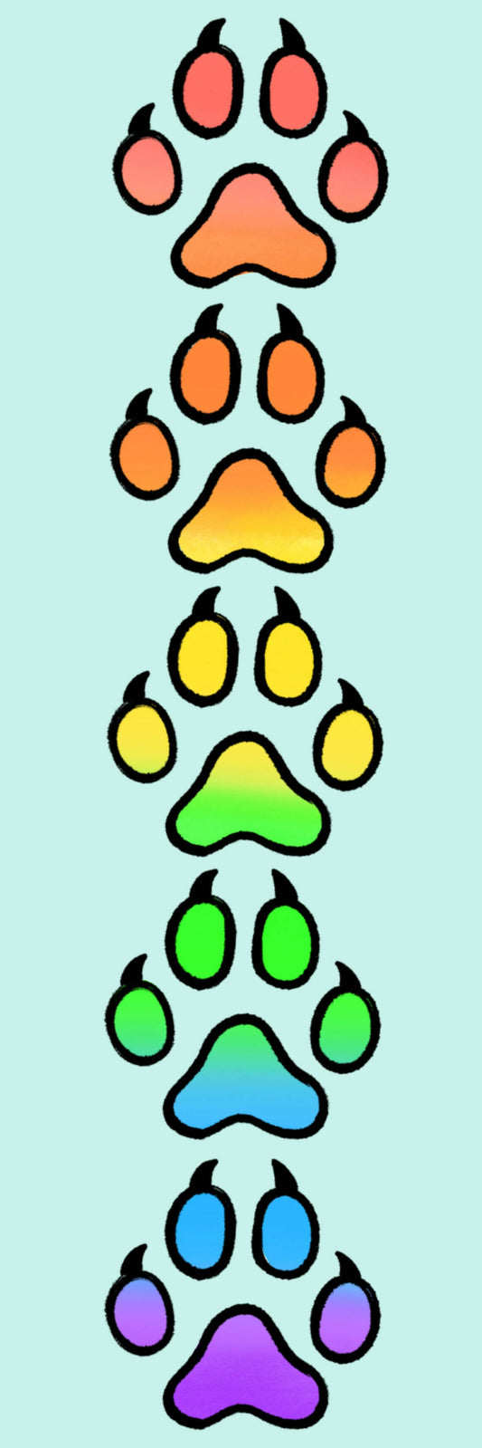 Rainbow dog paw print bookmark