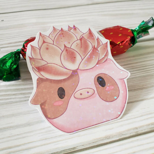 Pink succulent plant vinyl sticker