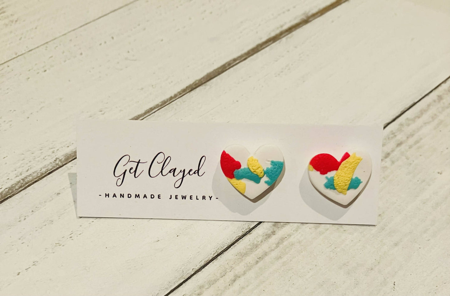 Multicolour heart studs