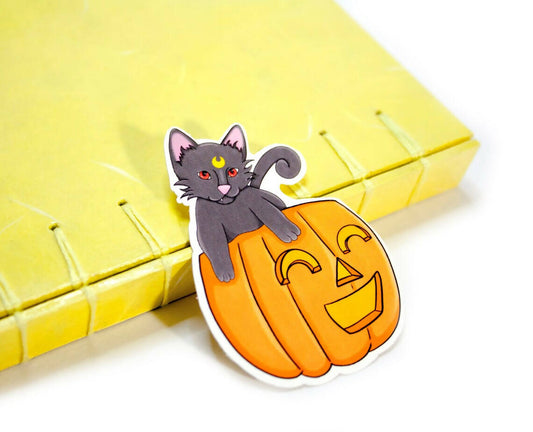 Black cat with jack o lantern sticker