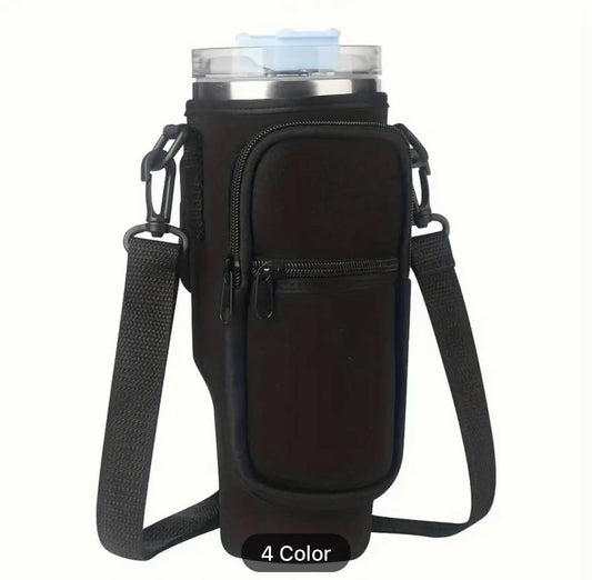Black 40oz Tumbler holder with adjustable strap