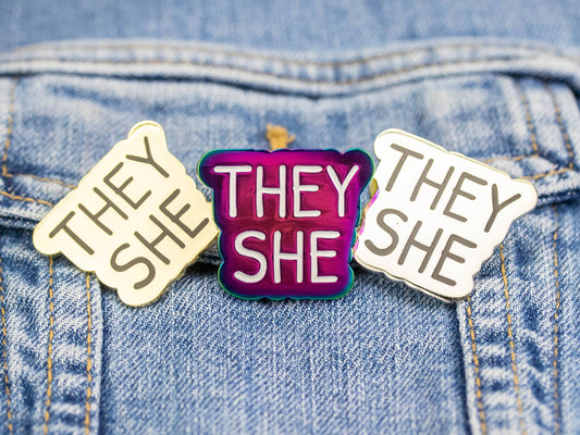 They She Pronouns Enamel Pin