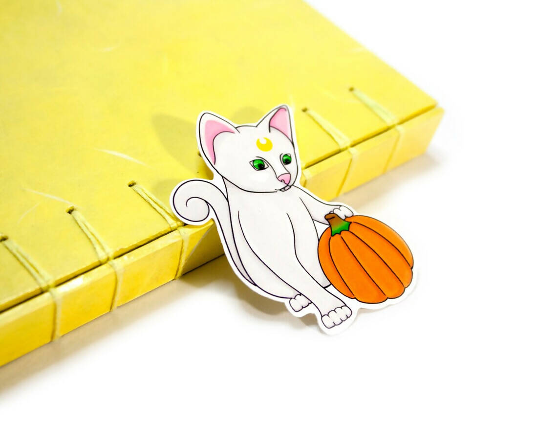 Cat with pumpkin sticker