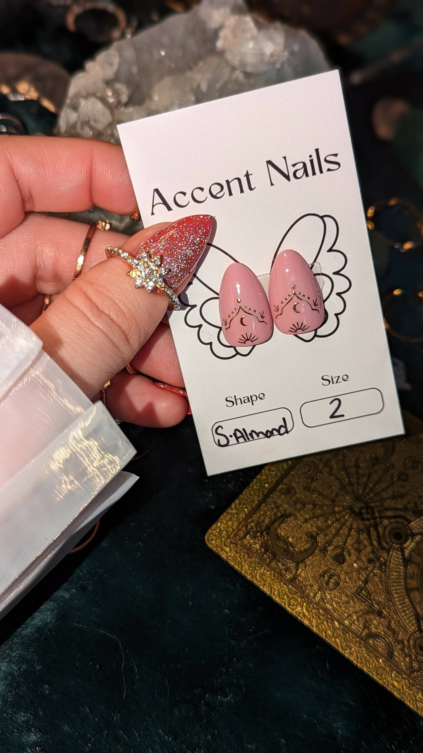 Accent Nails: pattern pink- Size 2