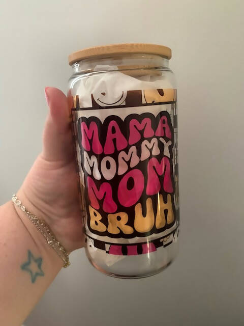 Mama, Mommy, Mom, Brah Glass Jar