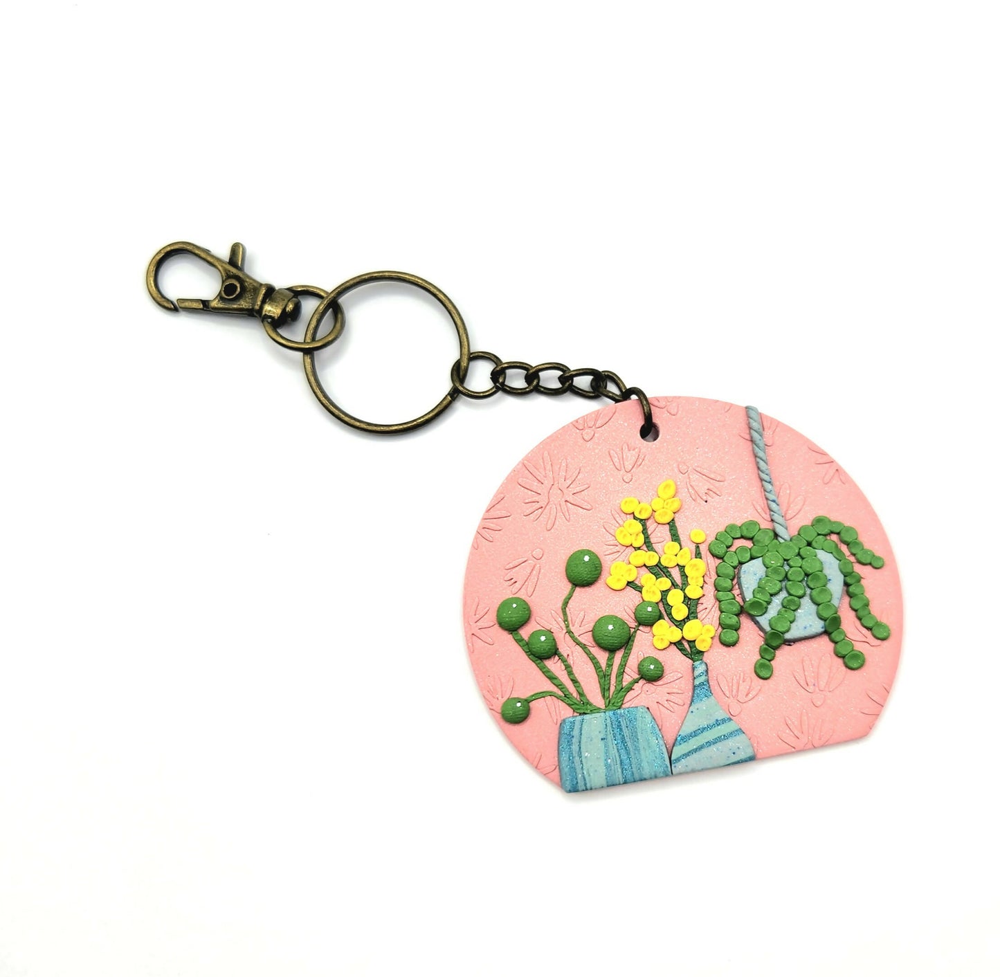 Coral Pink Plant Keychain