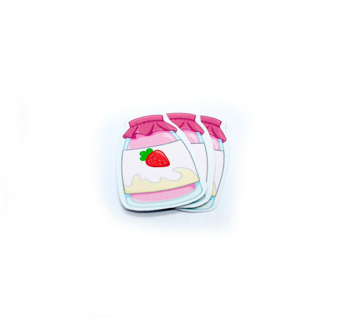 Strawberry milk die cut sticker, cute milk bottle sticker