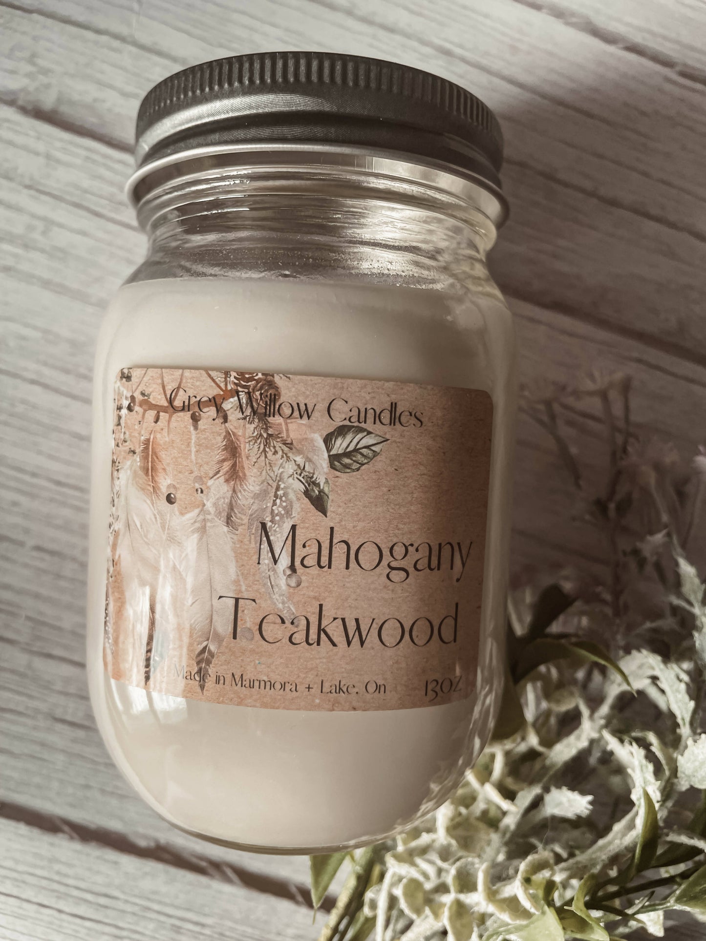 Mahogany Teakwood 13oz Mason