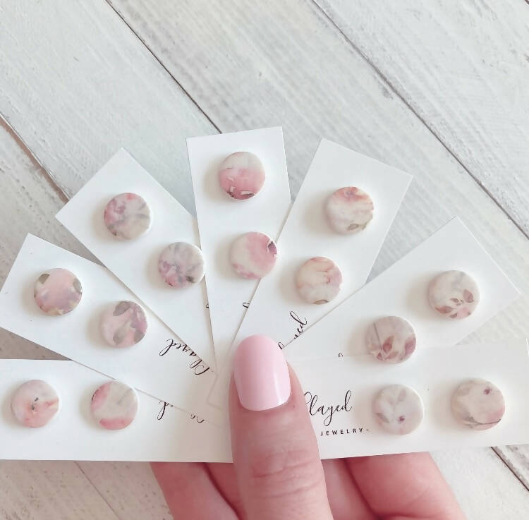 Floral watercolour studs