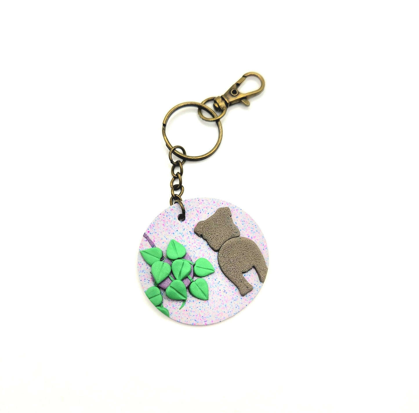 Purple Pup and Plant Keychain