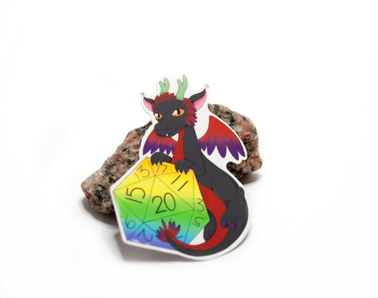 D20 dice dragon sticker